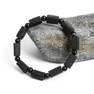 13x9mm Genuine Natural Black Tourmaline Raw Loose Beads Grade Aa Cylinder Bracelet