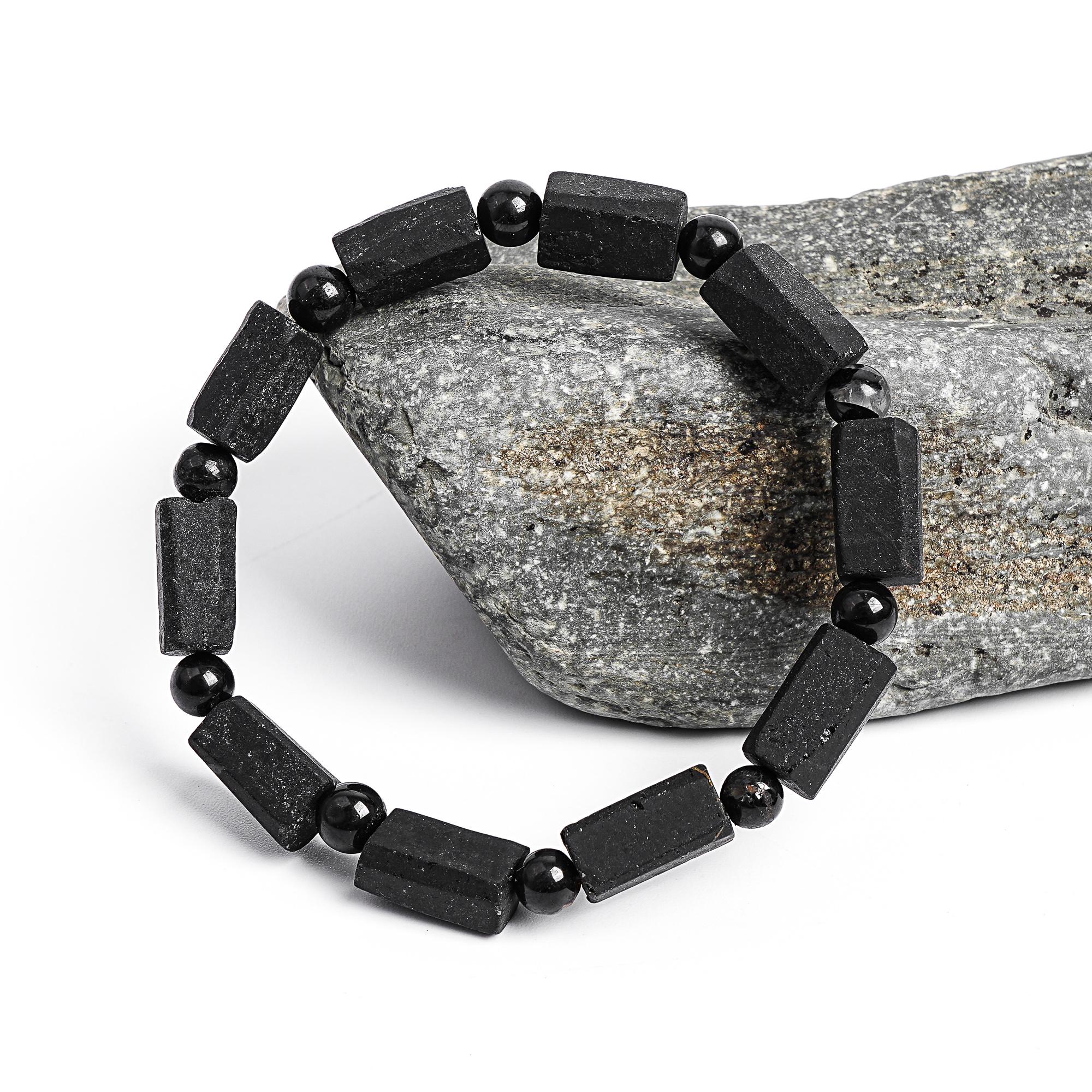 13x9mm Genuine Natural Black Tourmaline Raw Loose Beads Grade Aa Cylinder Bracelet
