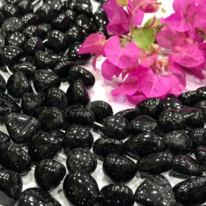 16 Inches-Natural Black Tourmaline 15-20 mm Approx Smooth Tumbled Nuggets High Quality Bead Black Tourmaline Jewelry, Craft Beads, Mala Bead