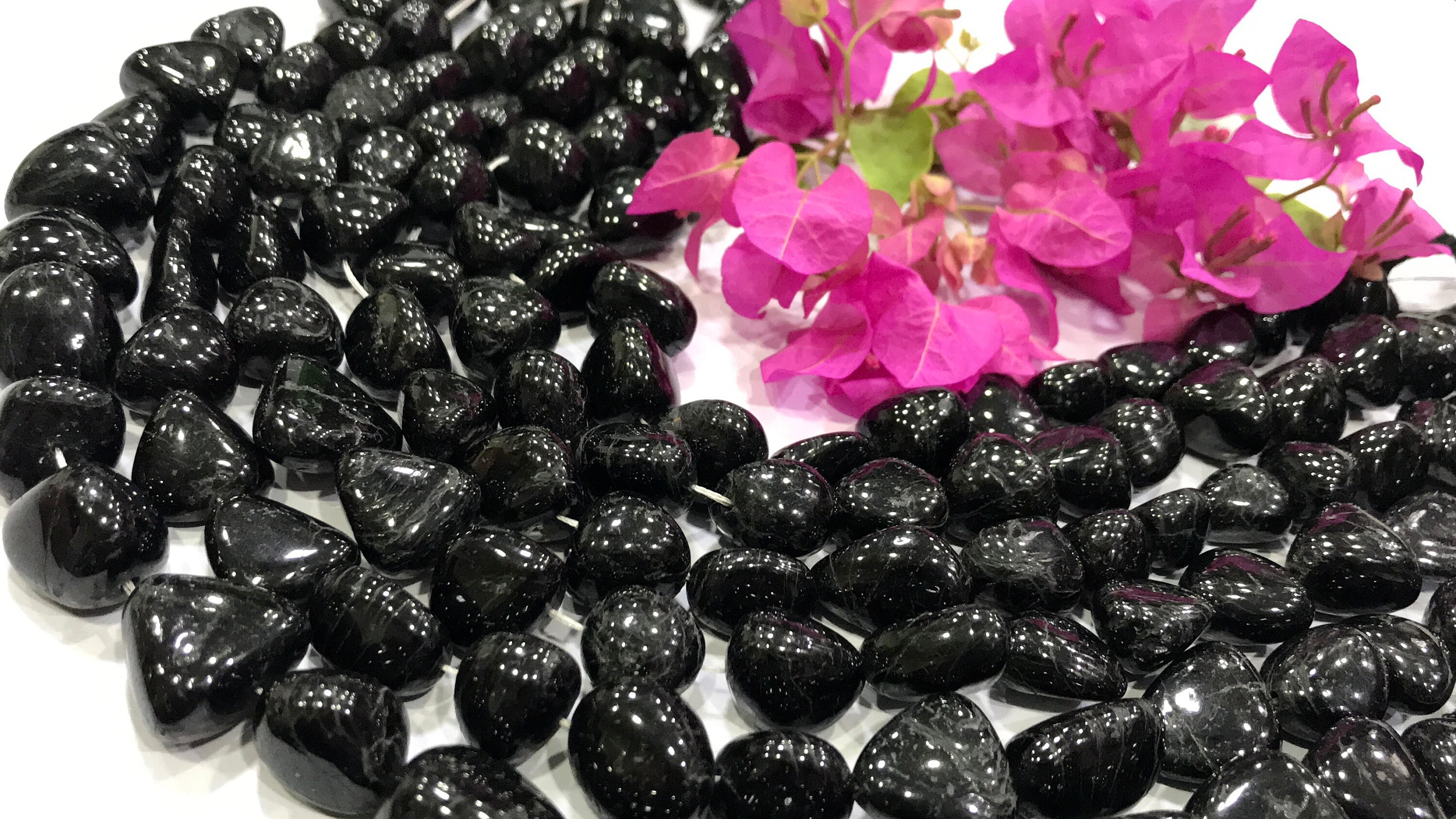 16 Inches-natural Black Tourmaline 15-20 Mm Approx Smooth Tumbled Nuggets High Quality Bead Black Tourmaline Jewelry, Craft Beads, Mala Bead