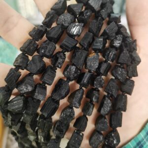 8-14mm Natural Black Tourmaline Rough Irregular Loose Beads, Diy Handmade Beaded Accessories Supply,15 Inches One Strand