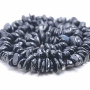 8-9MM Black Tourmaline Gemstone Pebble Chip Loose Beads 16 inch  (80002081-A10)