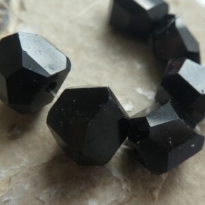 Black tourmaline nuggets 10-11mm beads- 6 pcs focal round gemstone-bracelets jewelry making-craft natural beads