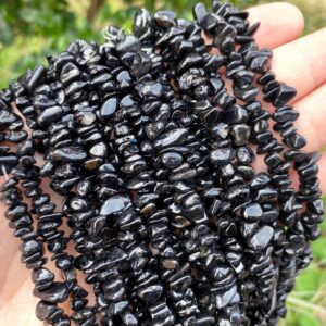 Full 32' Natural Black Tourmaline 5~10mm Size Chip Beads,Bracelets/Neckalce For Jewelry Making Beads,Gemstone Freeform Chip Nugget Beads.