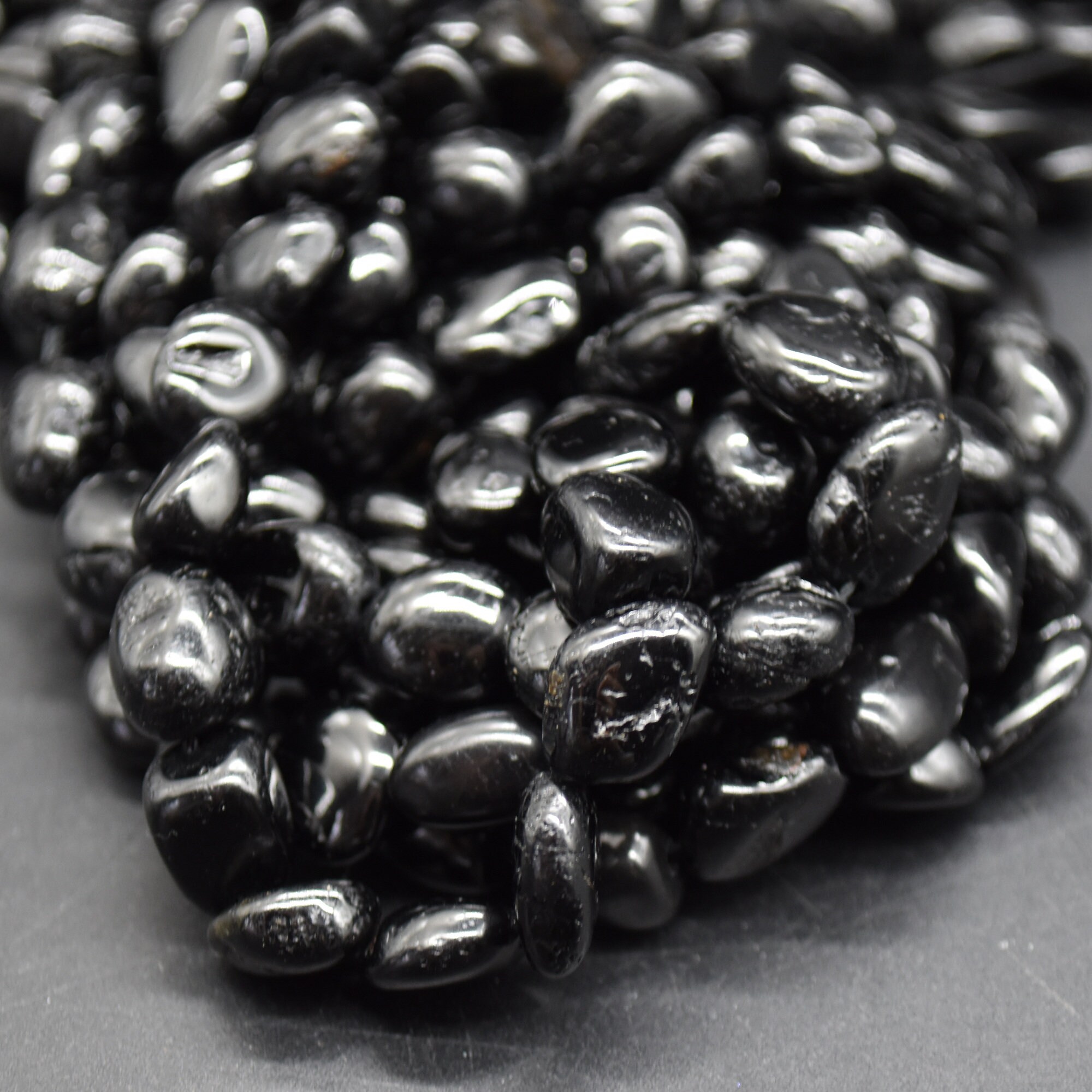 Black Tourmaline Gemstone Pebble Tumblestone Nugget Beads 7mm - 10mm - 15" Strand Black Tourmaline Gemstone Pebble Tumblestone Nugget Beads 7mm - 10mm - 15" Strand