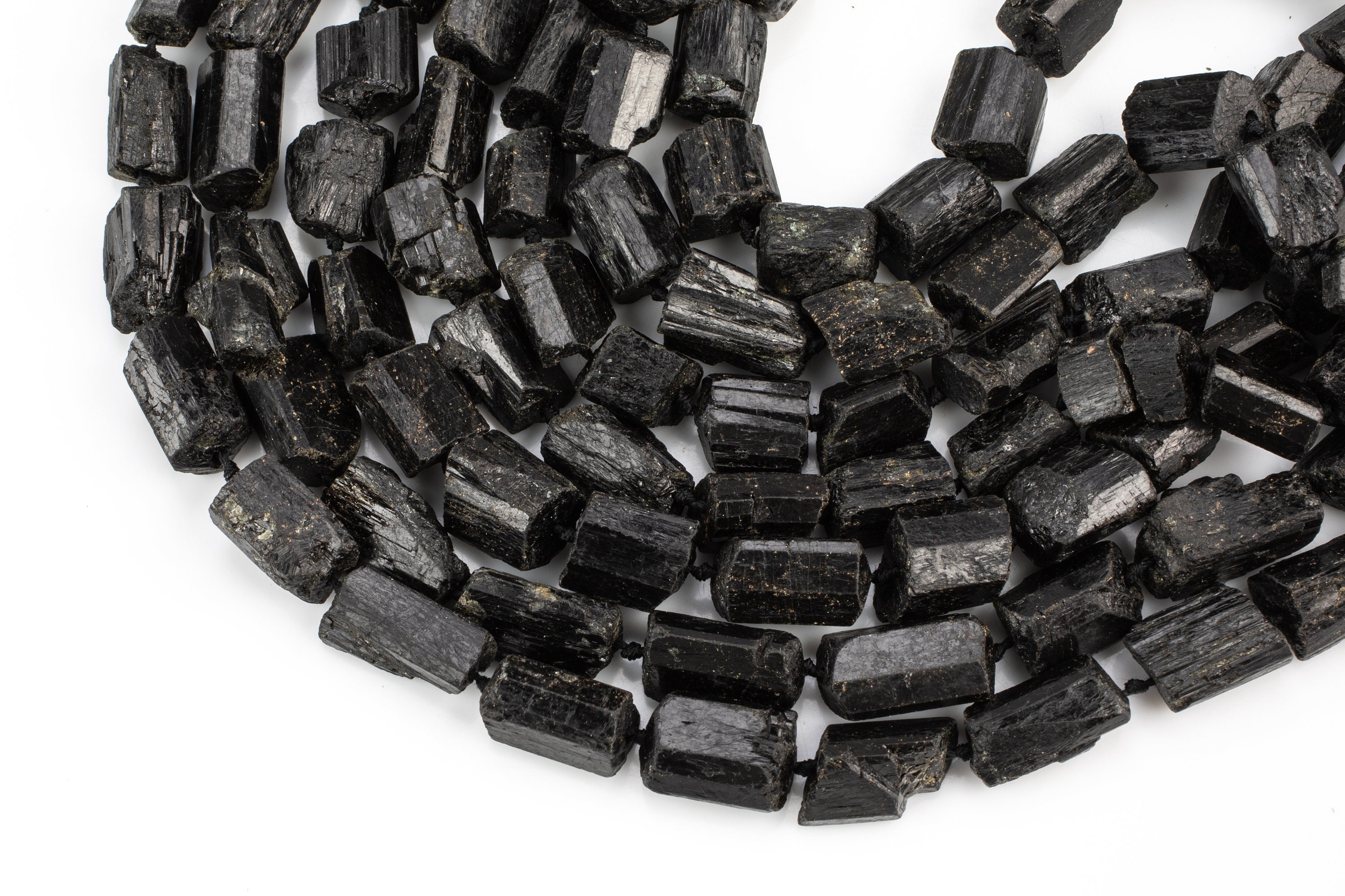 Natural Black Tourmaline Freeform Nugget - Approximately 14mm And 11mm - Full 15.5 Inch Strand Gemstone Beads