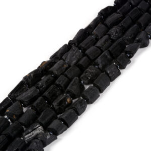 Natural Black Tourmaline Nugget Chips Loose Beads Strand Jewelry Making Diy Bead 15 Inch