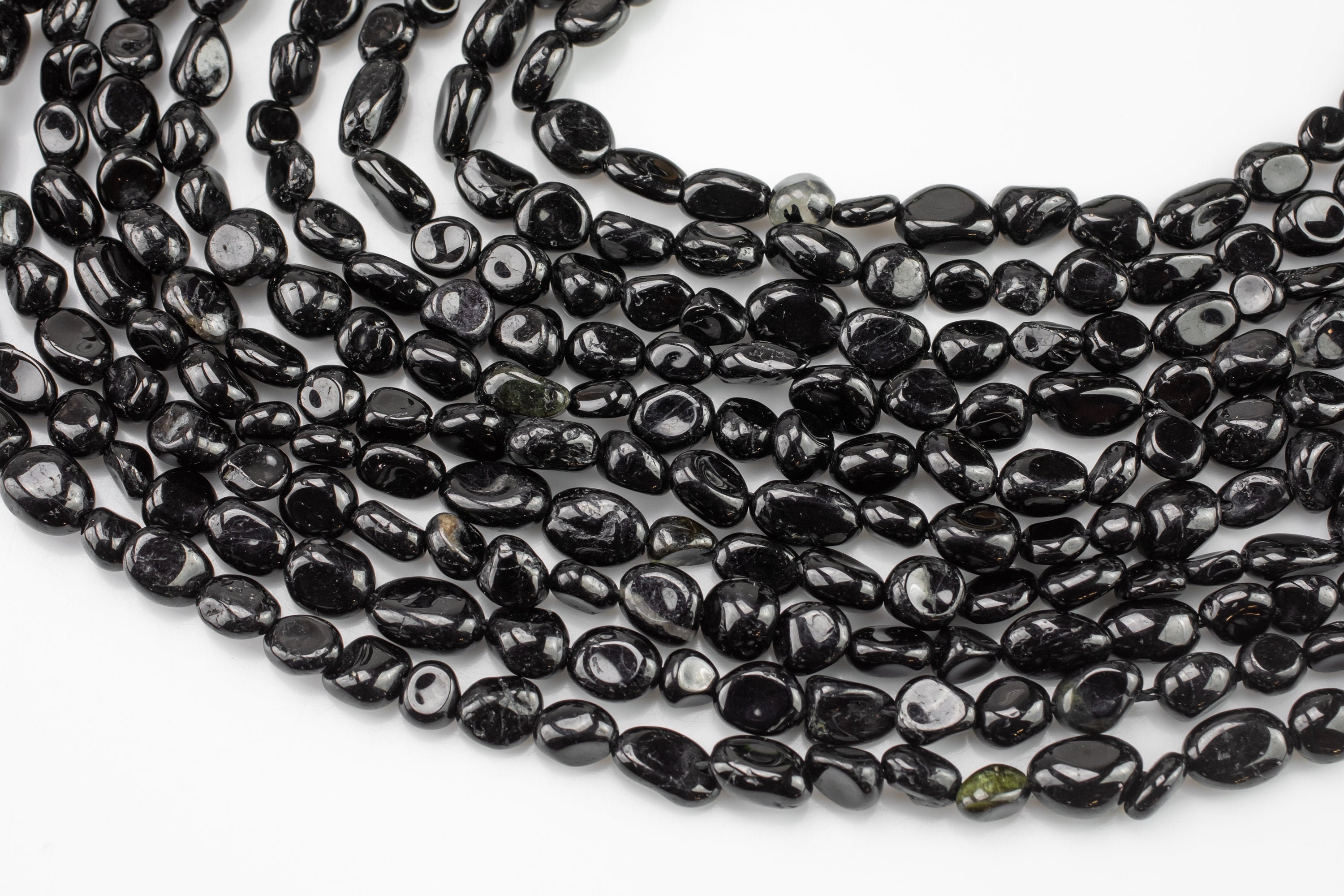 Natural Black Tourmaline Nuggets Beads -16 Inch Strand - Wholesale Pricing Aaa Quality- Full 16 Inch Strand Gemstone Beads