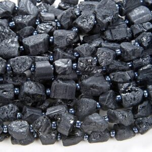 Natural Rough Black Tourmaline Gemstone Grade Aaa Rough Nugget double Point 8-10mm 11-14mm 12-18mm Beads (d62)