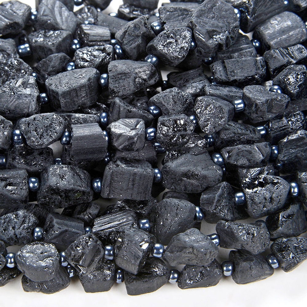 Natural Rough Black Tourmaline Gemstone Grade Aaa Rough Nugget double Point 8-10mm 11-14mm 12-18mm Beads (d62)