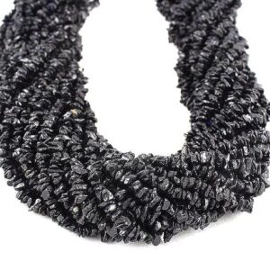 New Brand Black Tourmaline Uncut Chips Beads, 36 Inches Strand An Amazing Item