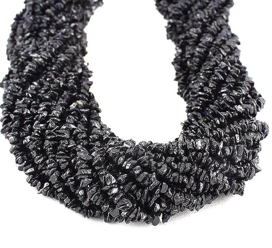 New Brand Black Tourmaline Uncut Chips Beads, 36 Inches Strand An Amazing Item