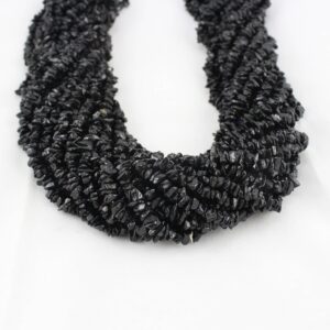 Pack Of 10 Strands- Quantity Pack- Natural Black Tourmaline Uncut Chips Gemstone Beads, 36 Inches Strand for Making Jewelry