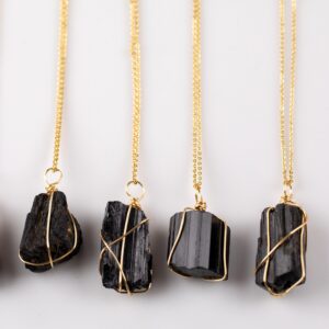 Raw Black Tourmaline Necklace Pendant Handwrapped In Usa Natural Healing Crystal Chakra Stone Tourmaline Necklace Tourmaline Jewelry