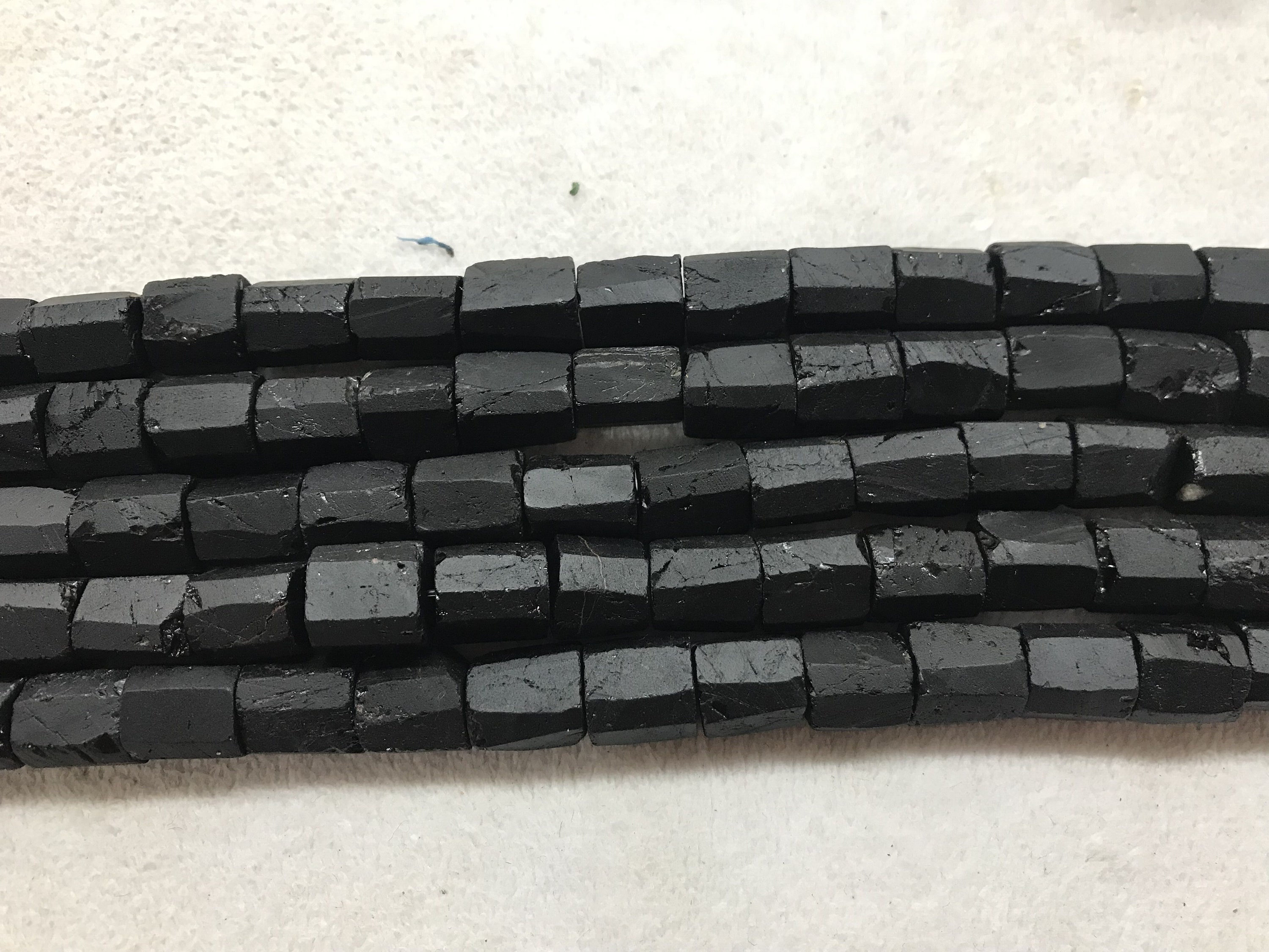 Untreated Black Tourmaline 7-10x 10-17mm Raw Nuggets Tube Gemstone Loose Beads 15 Inch Jewelry Supply Bracelet Necklace Material Support