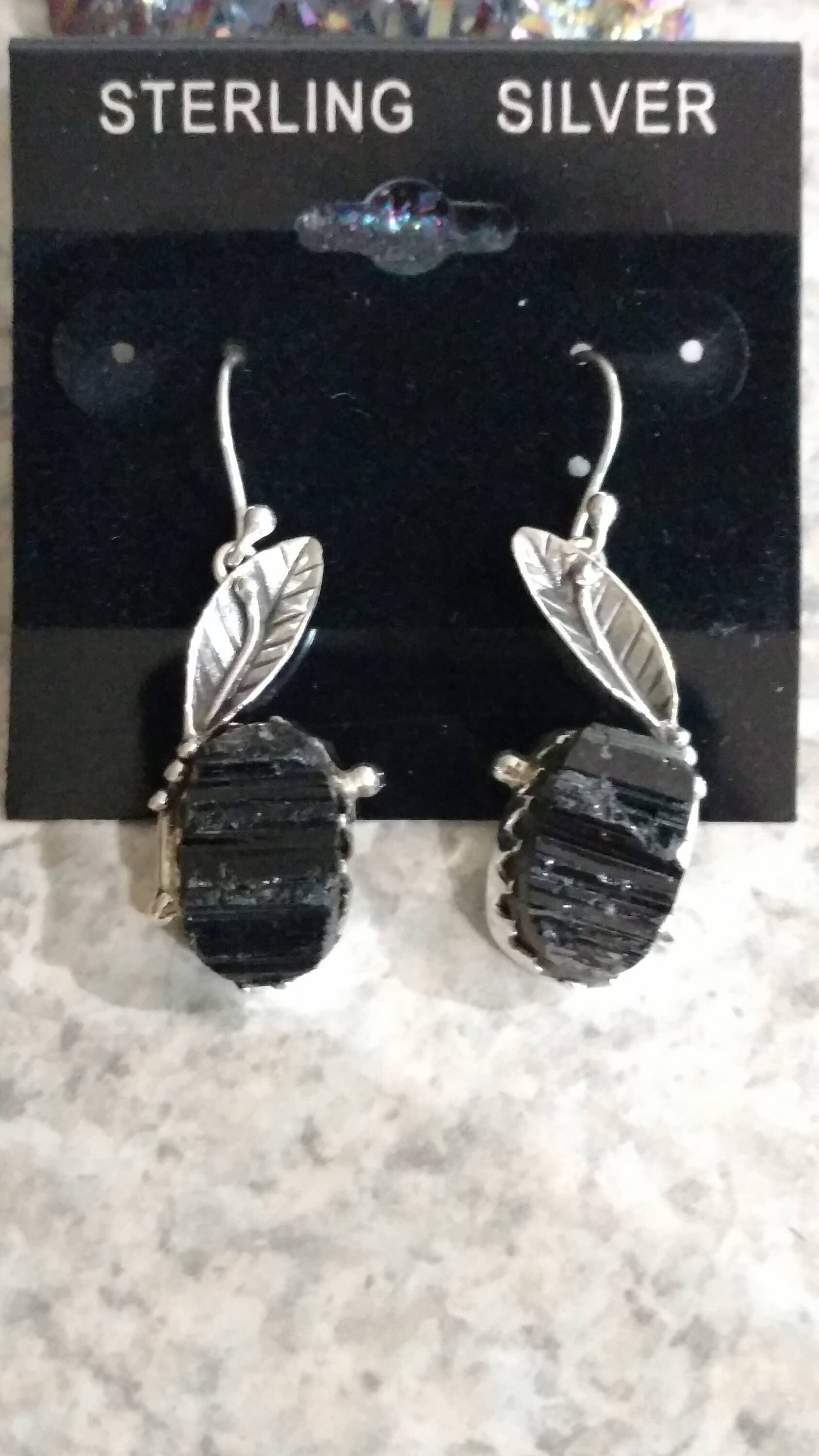 Black Tourmaline Abstract Earrings Black Tourmaline Abstract Earrings