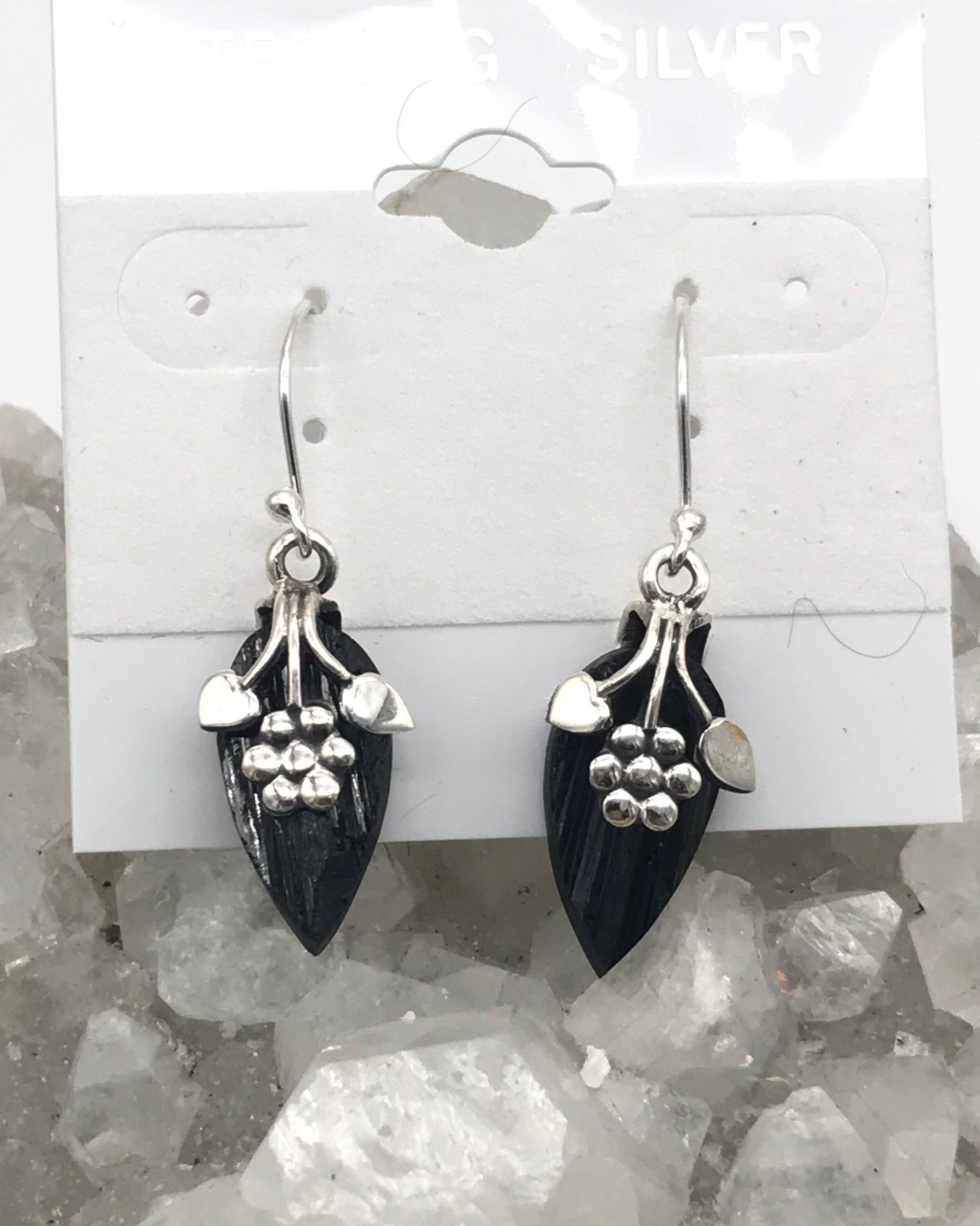 Black Tourmaline Abstract Earrings Black Tourmaline Abstract Earrings