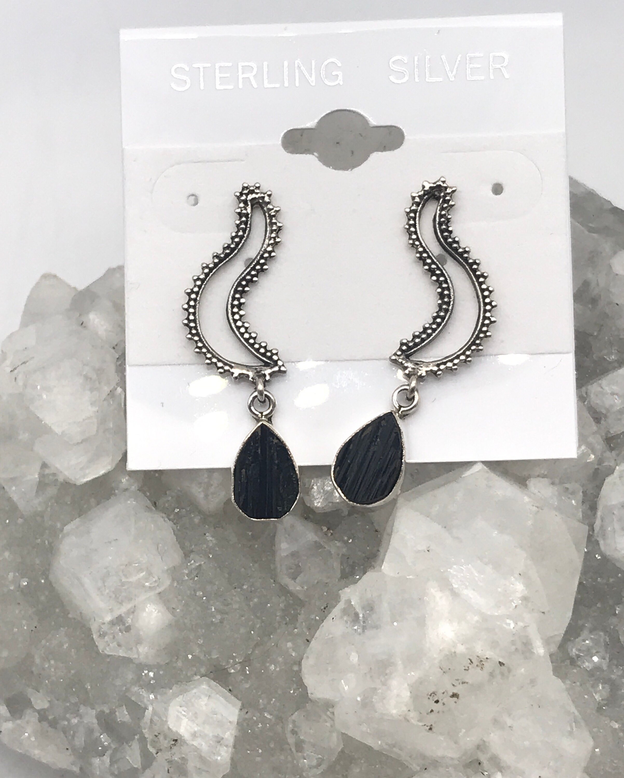 Abstract Black Tourmaline Stud Earrings Abstract Black Tourmaline Stud Earrings