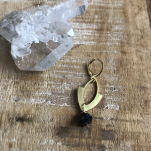 Black Tourmaline And Brass Earring Single Mix And Match Earrings Black Tourmaline And Brass Earring Single Mix And Match Earrings