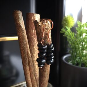 Black Tourmaline Copper Earrings, Handmade Jewelry Black Tourmaline Copper Earrings, Handmade Jewelry