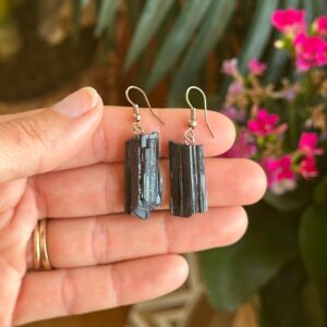 Crystal Earrings, Raw Black Tourmaline Earrings, Dangle, Hoop, Gemstone