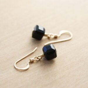Black Tourmaline Earrings: Faceted 14k Gold Fill Dangle Earrings Black Tourmaline Earrings: Faceted 14k Gold Fill Dangle Earrings