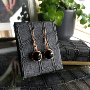 Faceted Black Tourmaline Earrings, Handmade Gift Box Faceted Black Tourmaline Earrings, Handmade Gift Box
