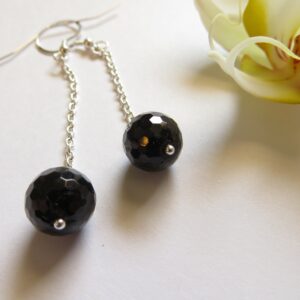 Faceted Black Tourmaline Earrings, Sterling Silver Dangle Earrings Faceted Black Tourmaline Earrings, Sterling Silver Dangle Earrings
