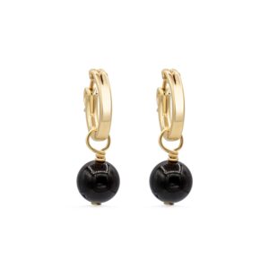 Black tourmaline gold filled hoops, tourmaline hoop earrings, tourmaline  [EETP1124] earrings, gold hoops with black tourmaline, tourmaline