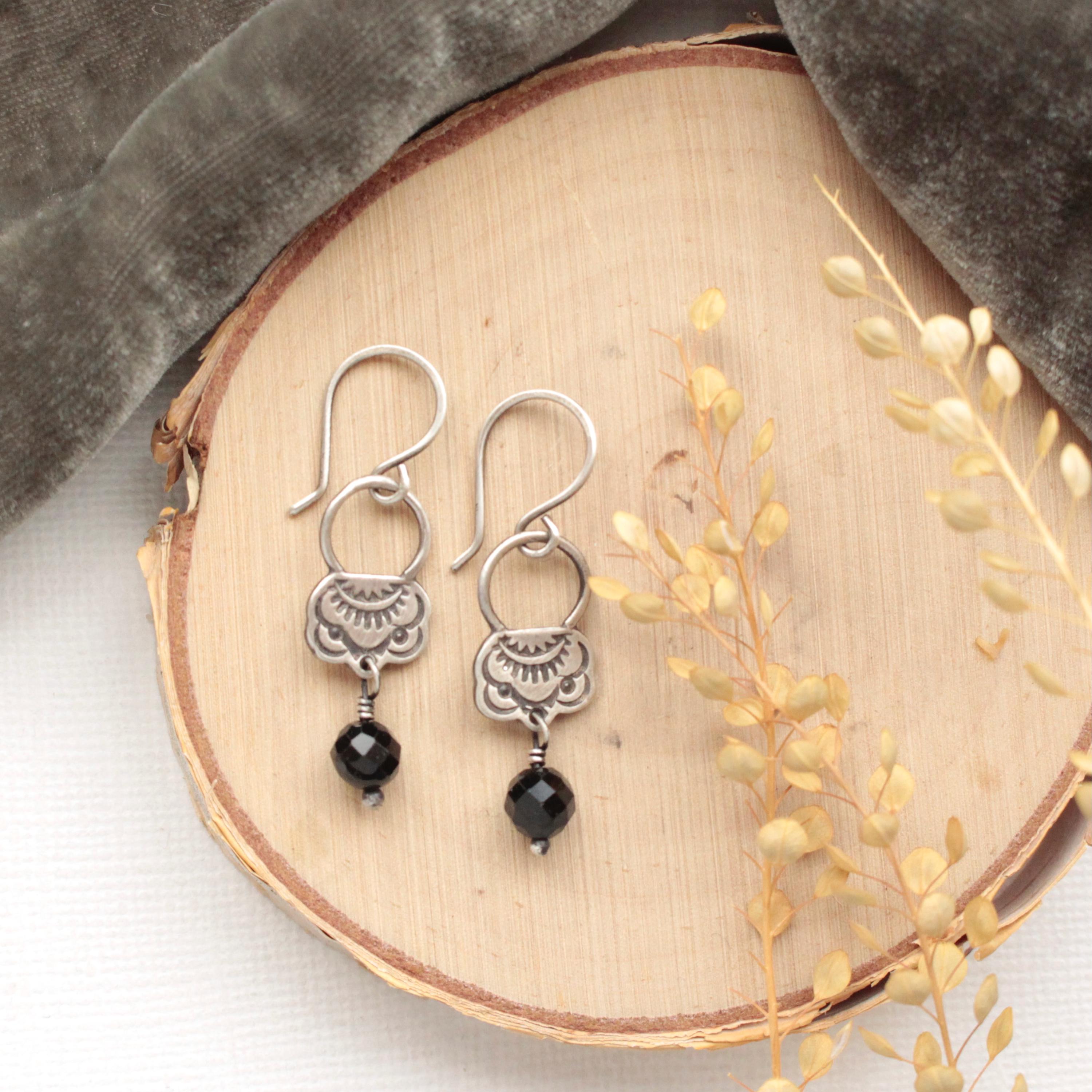 Black Tourmaline Jolie Earrings, Romantic Gemstone Earrings, Unique Jewelry