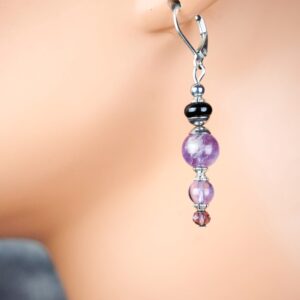 Natural Auralite 23 Black Tourmaline Sterling Silver Earrings Natural Auralite 23 Black Tourmaline Sterling Silver Earrings