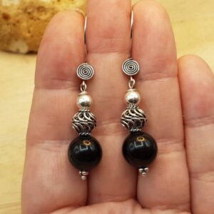 Black Tourmaline Earrings. October Birthstone. Reiki Jewelry Uk. Wire Wrap Dangle Drop Earring. Bali Silver Earrings For Women Black Tourmaline Earrings. October Birthstone. Reiki Jewelry Uk. Wire Wrap Dangle Drop Earring. Bali Silver Earrings For Women
