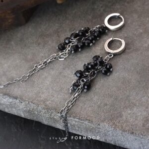 Oxidized Sterling Silver and Black Tourmaline - Earrings Oxidized Sterling Silver and Black Tourmaline - Earrings