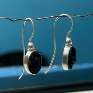 Raw Black Tourmaline Earrings: 925 Sterling Silver Crystal Dangles Raw Black Tourmaline Earrings: 925 Sterling Silver Crystal Dangles