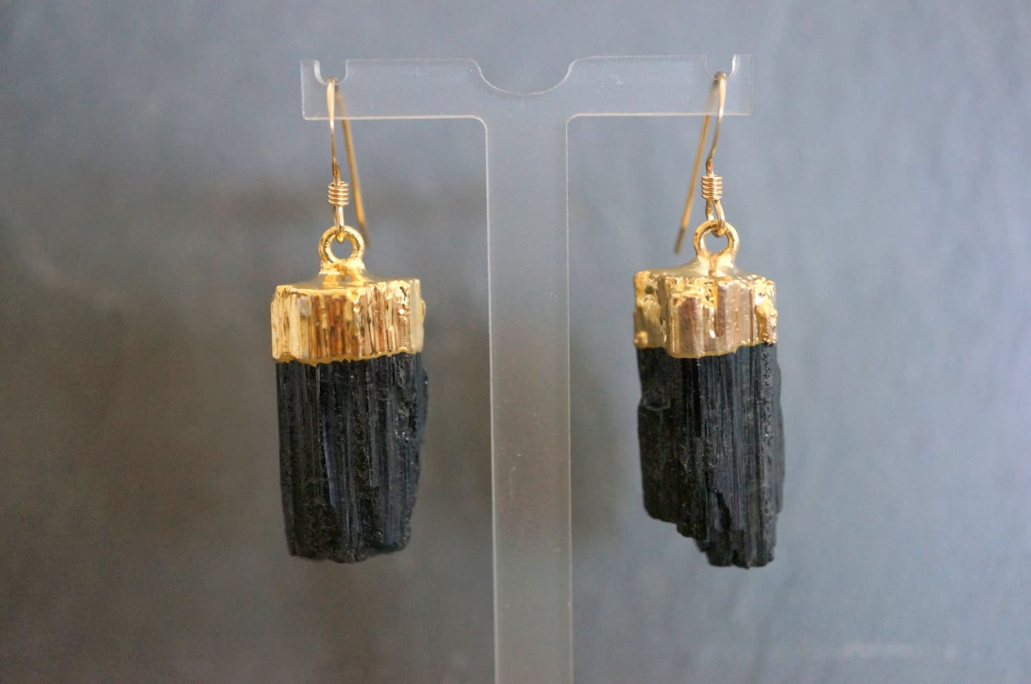Raw Tourmaline Earrings, Gold Tourmaline Earrings, Black Tourmaline Earring, Tourmaline Gemstone Earrings Raw Tourmaline Earrings, Gold Tourmaline Earrings, Black Tourmaline Earring, Tourmaline Gemstone Earrings