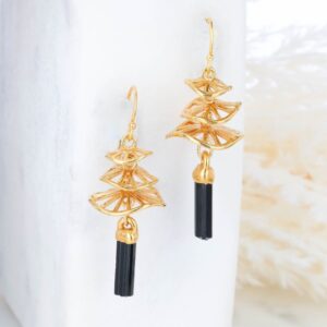 Raw Black Tourmaline Mushroom Earrings • Gold Filled Chandelier Jewelry Raw Black Tourmaline Mushroom Earrings • Gold Filled Chandelier Jewelry
