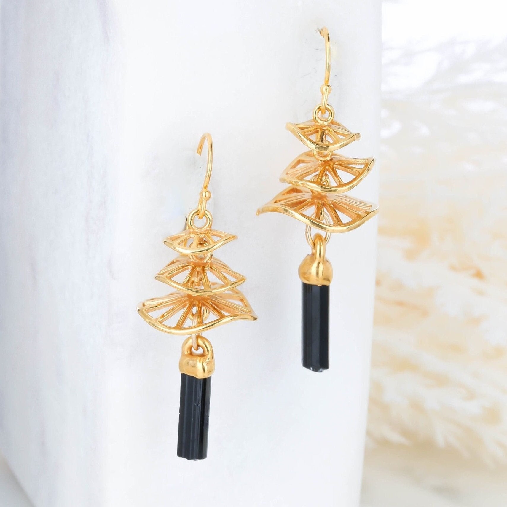 Raw Black Tourmaline Mushroom Earrings • Gold Filled Chandelier Jewelry Raw Black Tourmaline Mushroom Earrings • Gold Filled Chandelier Jewelry
