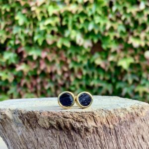 Raw Black Tourmaline Stud Earrings: 18k Gold Vermeil Raw Black Tourmaline Stud Earrings: 18k Gold Vermeil