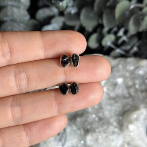 Rough Black Tourmaline Crystal Stud Earrings, .925 Silver, Sterling Post Earring, Rough Black Tourmaline Crystal Stud Earrings, .925 Silver, Sterling Post Earring,