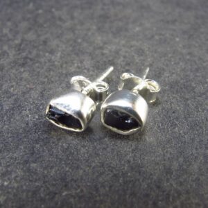 Black Tourmaline Schorl Crystal Stud Earrings In Sterling Silver From Brazil Black Tourmaline Schorl Crystal Stud Earrings In Sterling Silver From Brazil