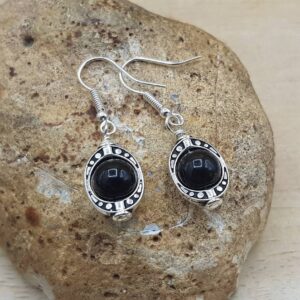 Small Black Tourmaline Earrings. October Birthstone. Reiki Jewelry. Oval Frame Earrings Small Black Tourmaline Earrings. October Birthstone. Reiki Jewelry. Oval Frame Earrings