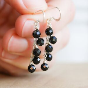 Black Tourmaline Earrings: Sterling Silver Gemstone Dangle Black Tourmaline Earrings: Sterling Silver Gemstone Dangle