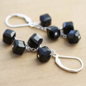 Black Tourmaline Earrings: Sterling Silver Lever Back Dangle Black Tourmaline Earrings: Sterling Silver Lever Back Dangle