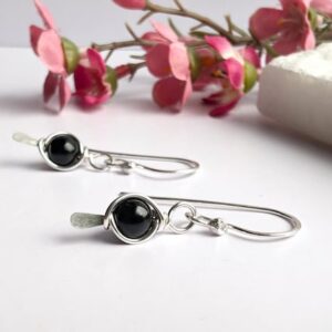 BLACK TOURMALINE Earrings Sterling Silver, Gift For Her, Dangle Earrings, 925 Sterling Silver, Wire Wrapped Tourmaline Earrings BLACK TOURMALINE Earrings Sterling Silver, Gift For Her, Dangle Earrings, 925 Sterling Silver, Wire Wrapped Tourmaline Earrings