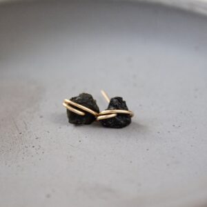 Black Tourmaline Studs Earrings, Black Tourmaline Earrings, Black Stud Crystal Earrings, Black Raw Stone Studs, Raw Crystal Stud Earrings