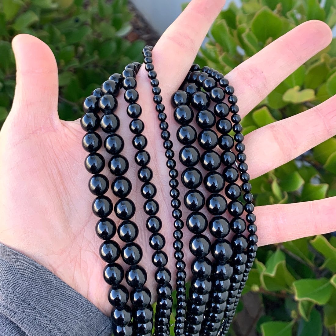 U Pick 15 Inch Natural Grade A Black Tourmaline Healing Gemstone 6mm 8mm 10mm Round Stone Beads For Earring Bracelet Jewelry Making