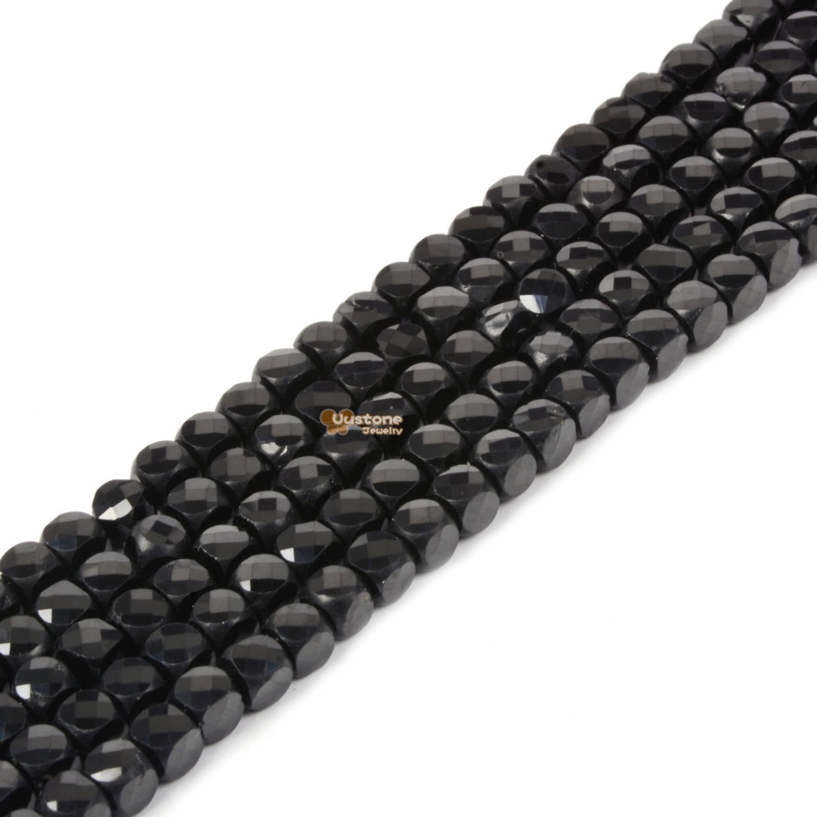 02310 4mm Faceted Black Tourmaline Cube Square Loose Beads Diy Jewelry Making Strand 15.5-16"