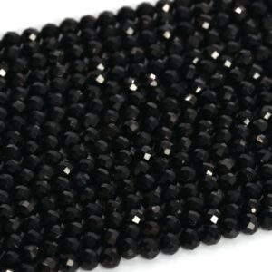 2mm Black Tourmaline Beads Brazil Aaa Genuine Natural Gemstone Full Strand Faceted Round Loose Beads 15" Bulk Lot Options (107687-2506)