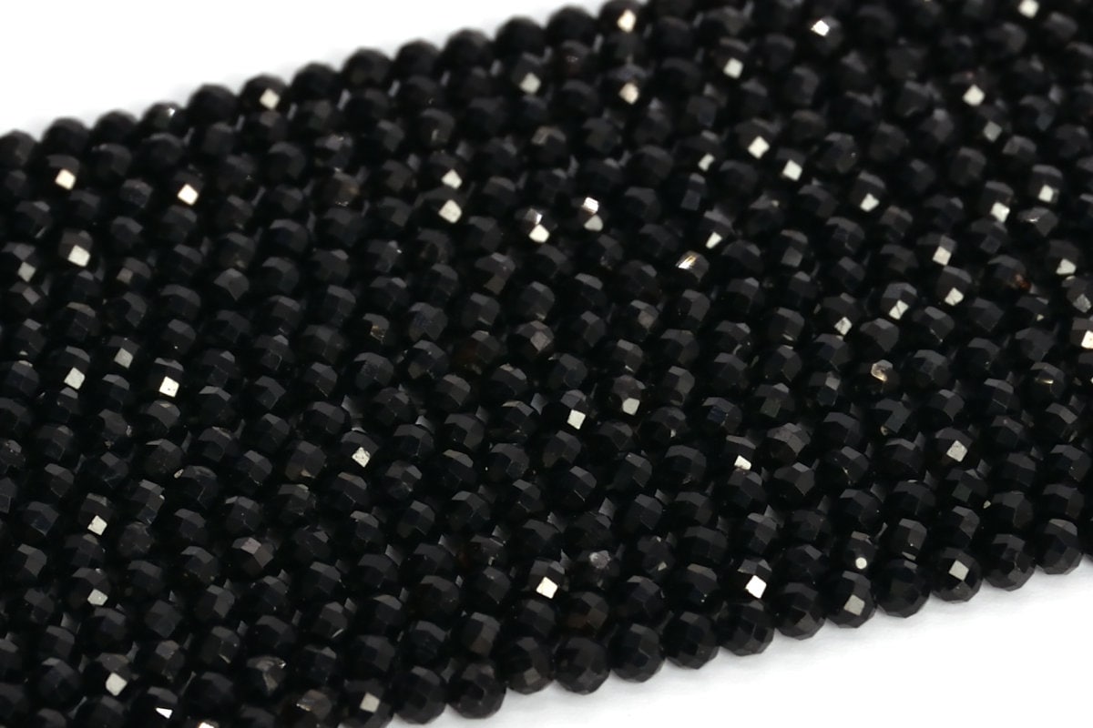 2mm Black Tourmaline Beads Brazil Aaa Genuine Natural Gemstone Full Strand Faceted Round Loose Beads 15" Bulk Lot Options (107687-2506)