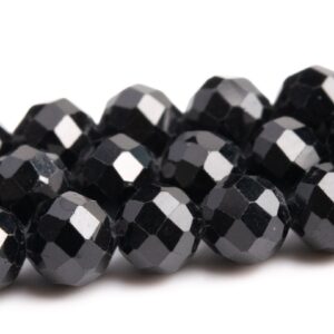 3-4 Mm Black Tourmaline Beads Brazil Aaa Genuine Natural Gemstone Full Strand Faceted Round Loose Beads 15" Bulk Lot Options (107689-2507)